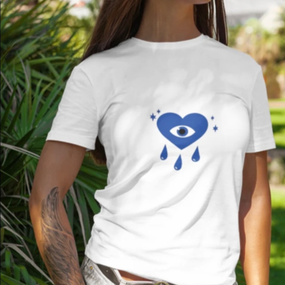 Evil Eye Heart Adult Graphic T-shirt Protect Your Energy Evil Eye Collection 🧿